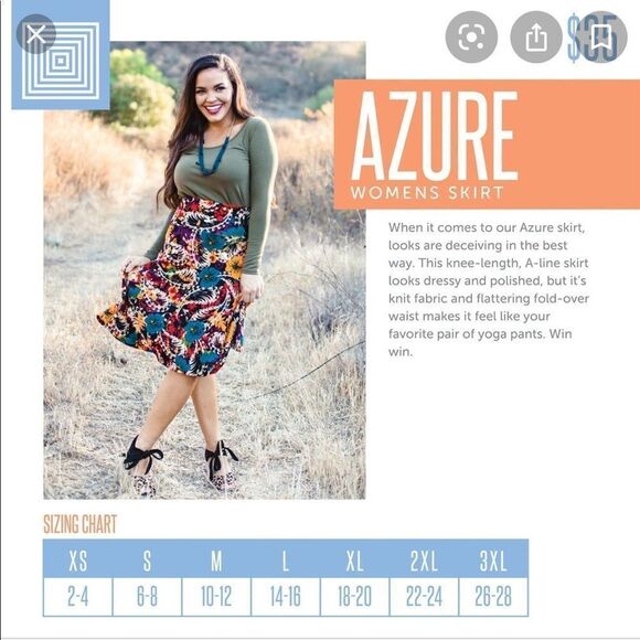 LuLaRoe Azure A-line stretchy feather skirt | XS - Picture 6 of 6
